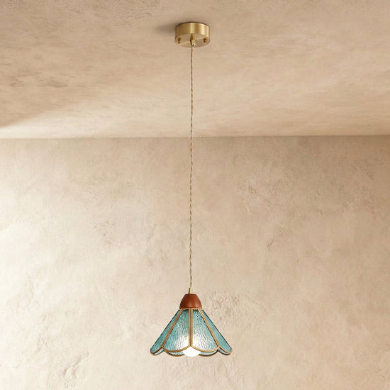 Artisan Glass and Wood Pendant Lamp for Dining Room & Living Room