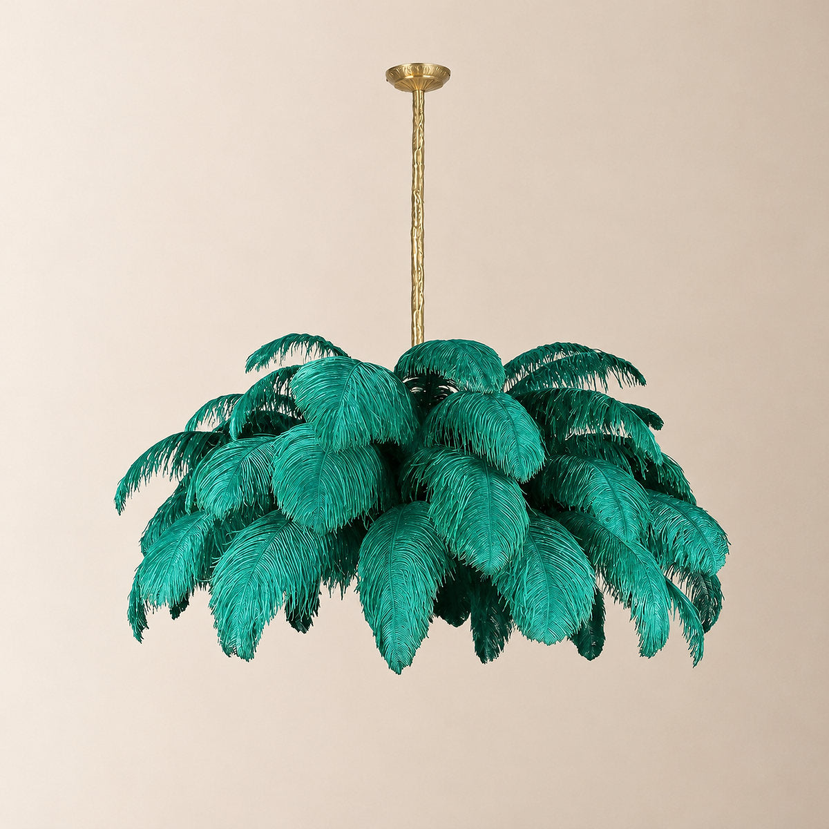 Tricolordeer Layered Plume Brass Chandelier