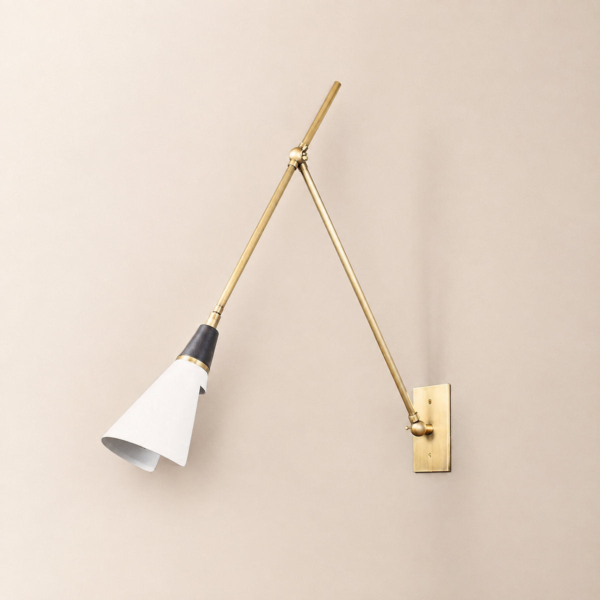 Magari Wall Lamp, L 29.1-Inch x H 26-Inch, White & Black & Brass for Living Room