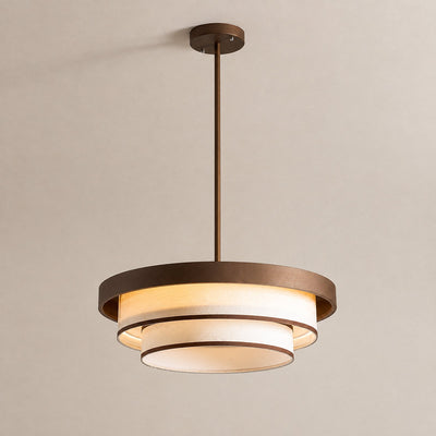 Sculptural Triple-Tiered Fabric Ring Pendant Lamp