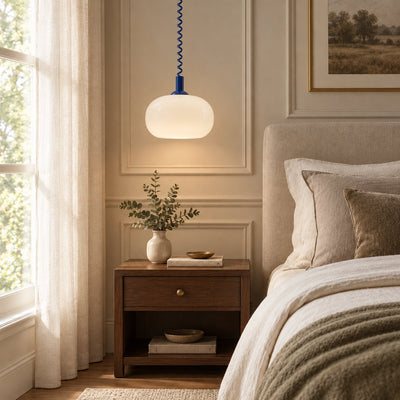 Tricolordeer Adjustable Coil Cord Glass Pendant Light