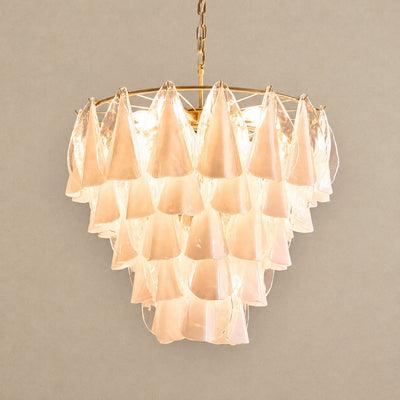 Tricolordeer Round White Glass Chandelier