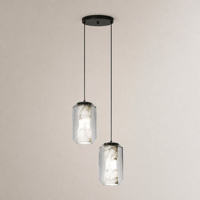 Cylinder Pendant Light in Alabaster and Glass