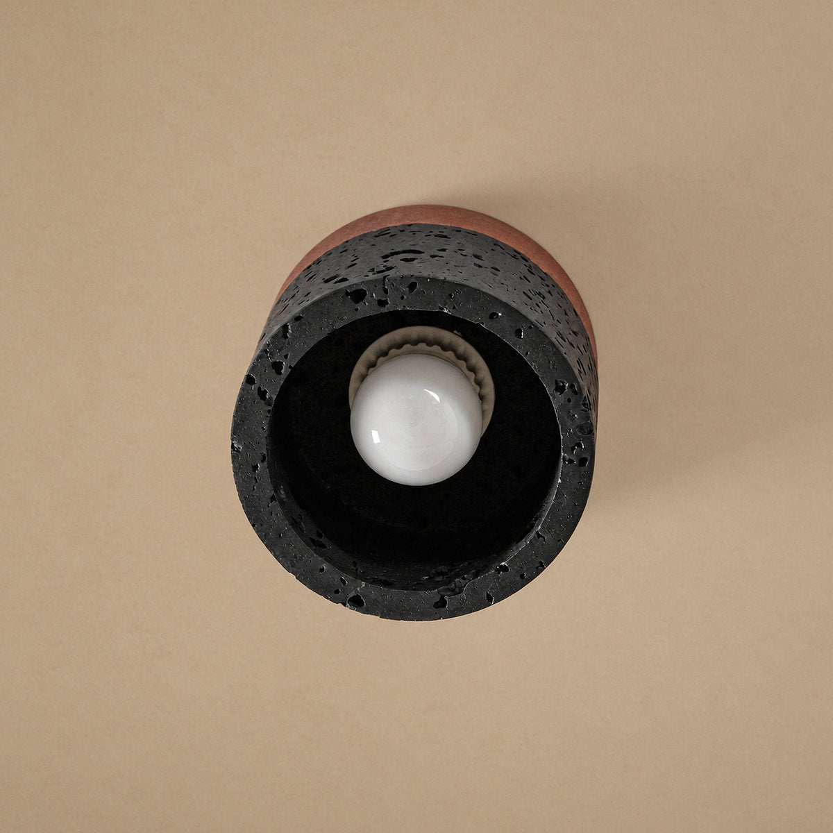 Tricolordeer Black Travertine Walnut Cylinder Ceiling Light