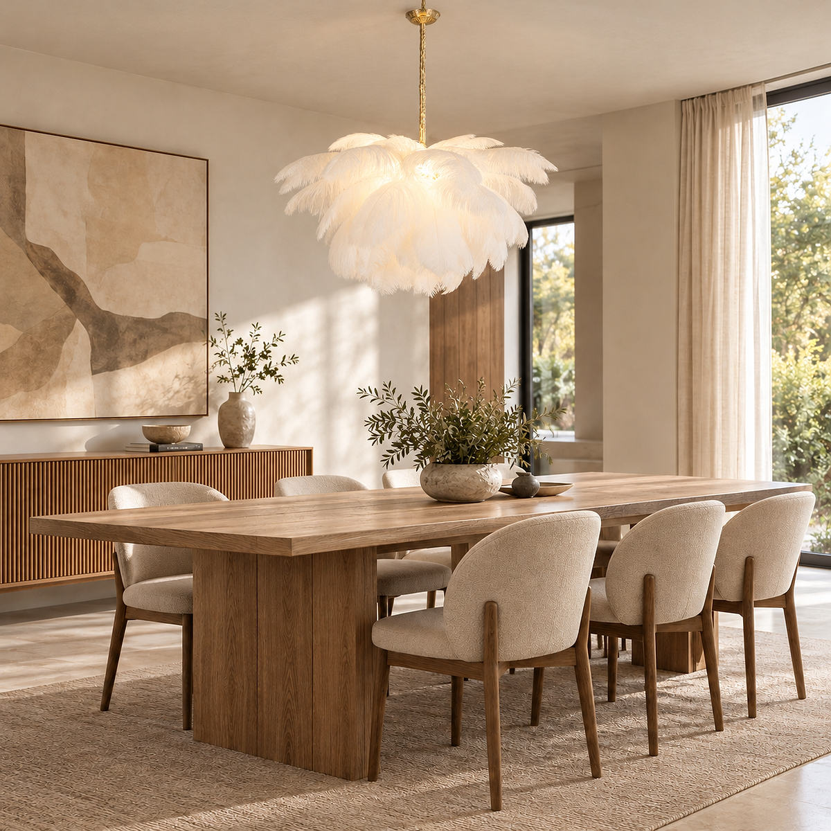 Tricolordeer Layered Plume Brass Chandelier