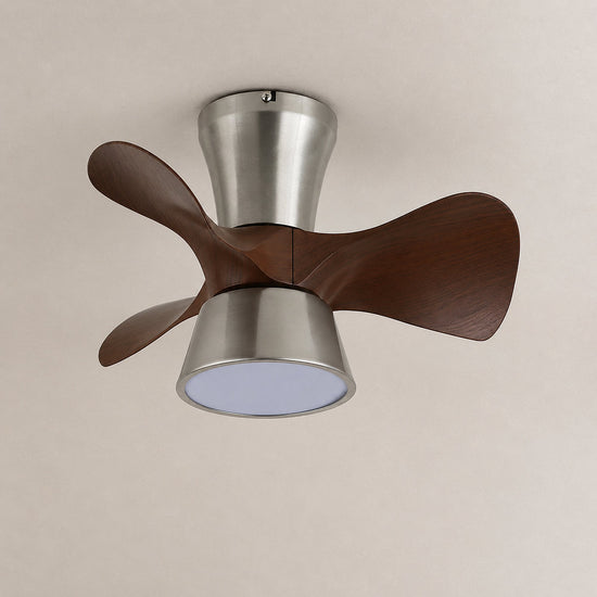 Arvento Ceiling Fan Light, 22-Inch x H 11.8-Inch, Walnut Wood & Nickel, Three-Color Light for Living Room