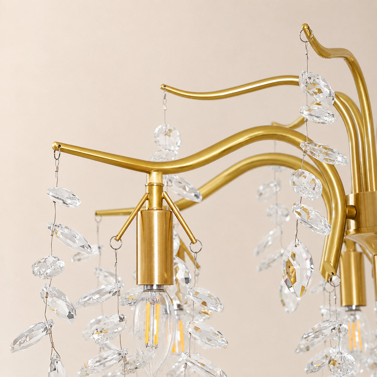 Hanging Crystal and Brass Chandelier