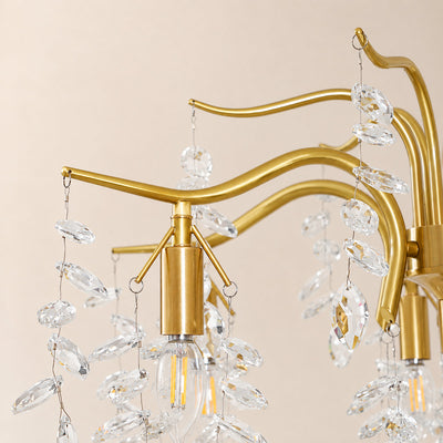 Hanging Crystal and Brass Chandelier