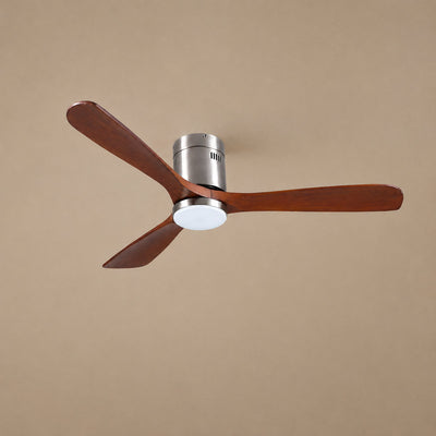 Low-Profile Flush Mount Ceiling Fan with LED Disc Light
