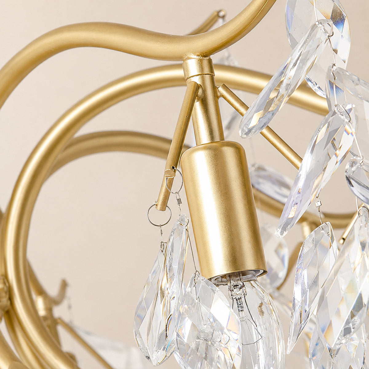 Hanging Crystal and Brass Chandelier