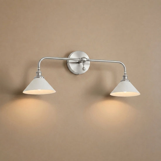 Bridgemont Wall Lamp, 9.1-Inch, Brass & White for Living Room