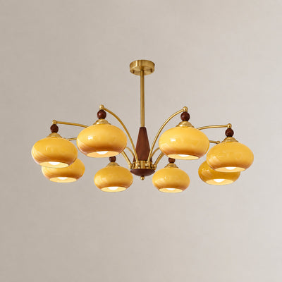 Tricolordeer Victorian Inspired Wood and Glass Chandelier