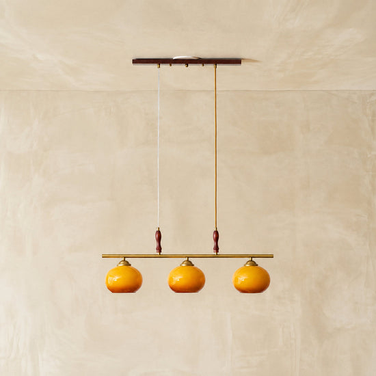 Modern Linear Multi-Head Glass Pendant Light for Dining Room & Living Room