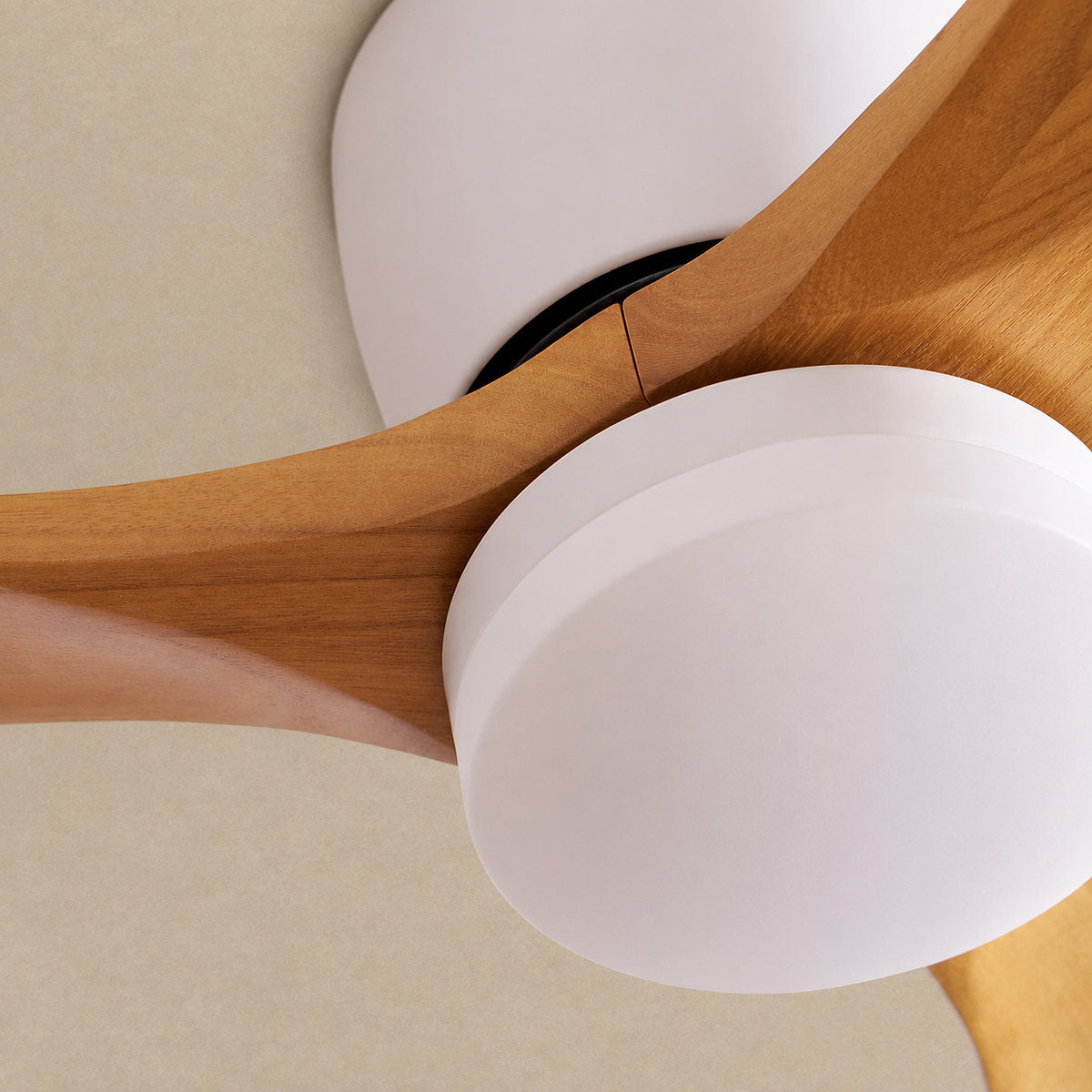 Nordic Wooden Ceiling Fan Light, 42-Inch x H 11-Inch, White & Natural Wood, Power: ~18W & Warm Light for Living Room