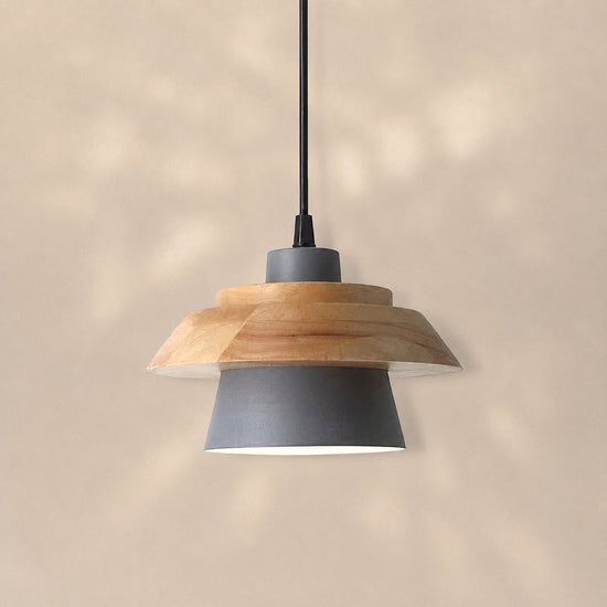 Minimalist Nordic Wood Metal Pendant Light for Dining Room & Living Room