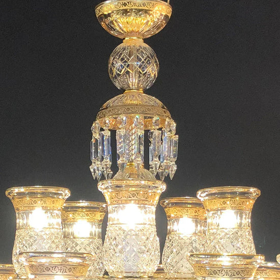 15 Lights Crystal Chandelier Gold & Clear Crystal Lighting