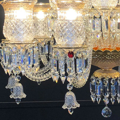 15 Lights Crystal Chandelier Gold & Clear Crystal Lighting