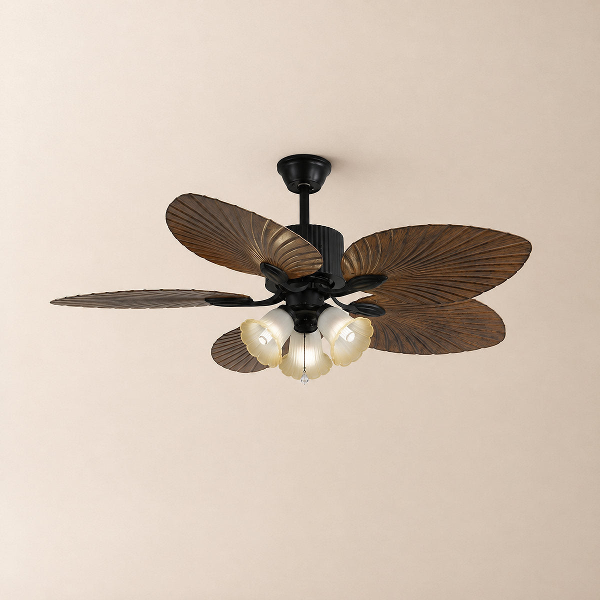 Tricolordeer Island Wooden Ceiling Fan Light