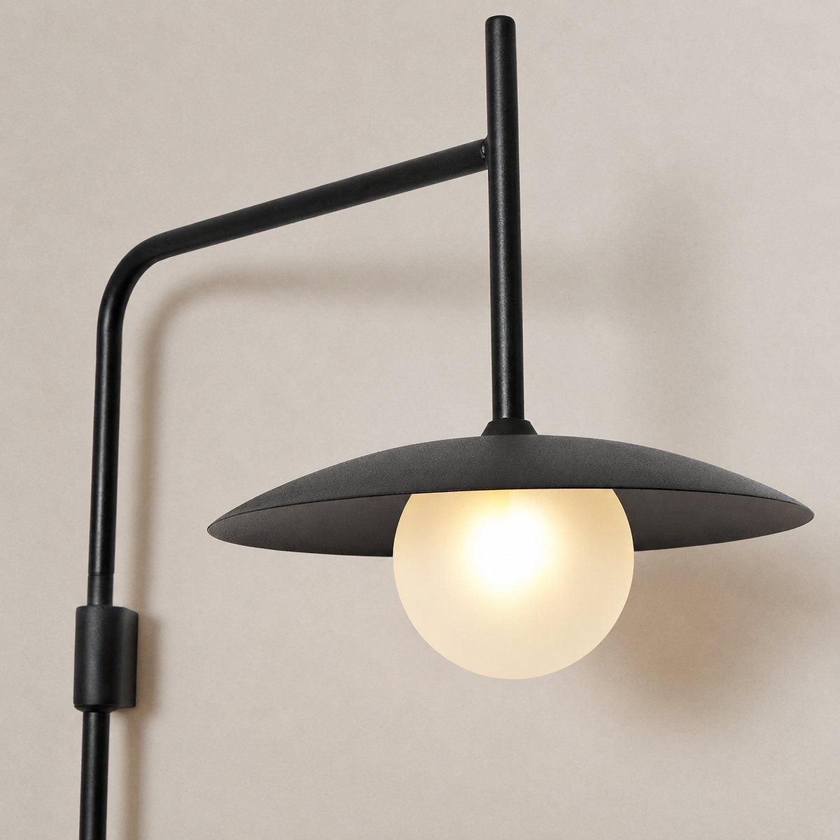 Gea Swing Arm Plug-in Wall Lamp, 9.8-Inch x H 31.5-Inch, Black, US Plug for Bedroom & Living Room