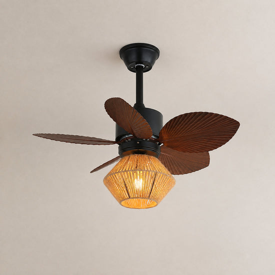 Isla Ceiling Fan Light, 30-Inch x H 13.8-Inch, Walnut Wood Grain & Black for Living Room