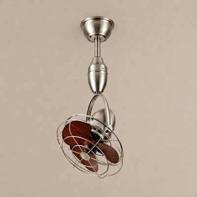 Venturo Cage Ceiling Fan Light, 12-Inch x H 23.6-Inch, Black & Walnut for Living Room