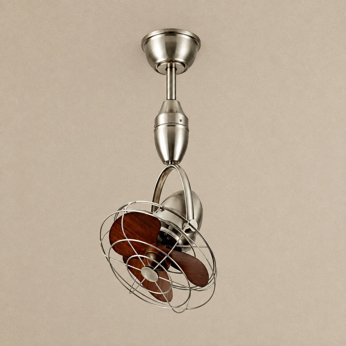 Venturo Cage Ceiling Fan Light, 12-Inch x H 23.6-Inch, Black & Walnut for Living Room