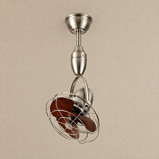 Venturo Cage Ceiling Fan Light, 12-Inch x H 23.6-Inch, Black & Walnut for Living Room