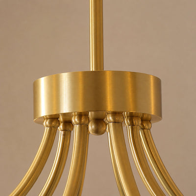 Sculptural Petal Glass Brass Chandelier