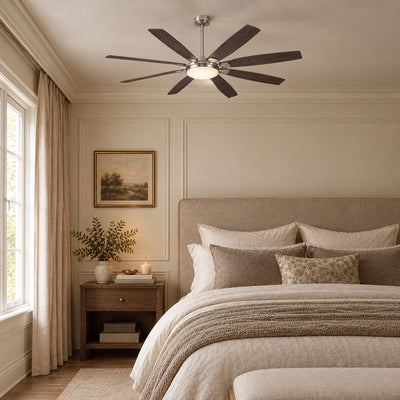 Eight-Blade LED Disc Ceiling Fan in Walnut