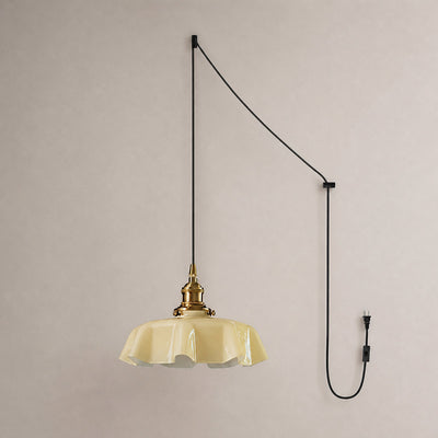 Pleated Glass Dome Swag Pendant Light