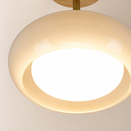 Plafonnier Ceiling Light, 11-Inch x H 11-Inch, Natural wood & White for Living Room