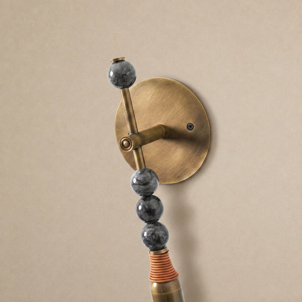 Toam Wall Lamp, 5.9-Inch, Antique Brass & Green Marble for Living Room
