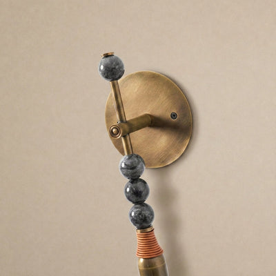 Toam Wall Lamp, 5.9-Inch, Antique Brass & Green Marble for Living Room