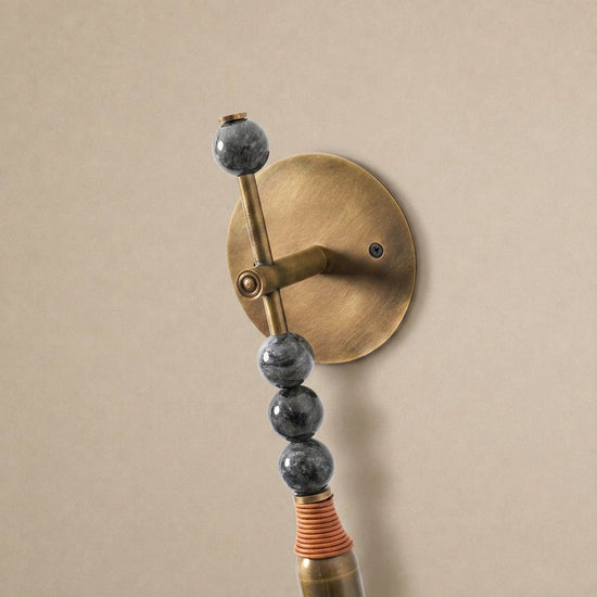 Toam Wall Lamp, 5.9-Inch, Antique Brass & Green Marble for Living Room