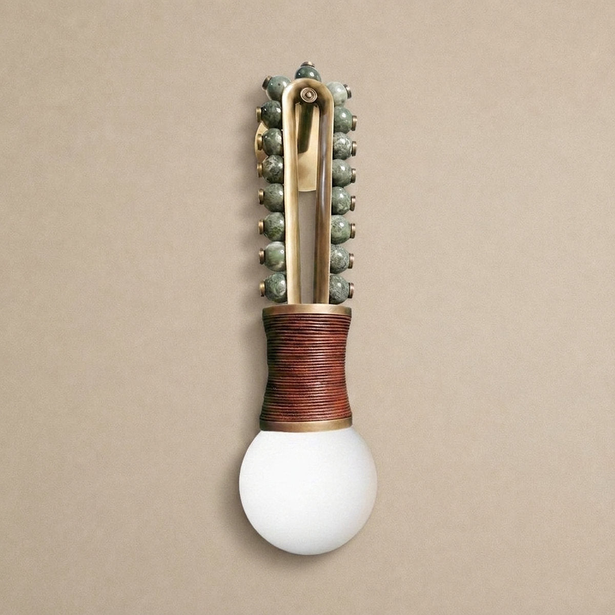 Ardora Wall Lamp, 5.5-Inch x H 24.4-Inch, Brass & Green for Living Room