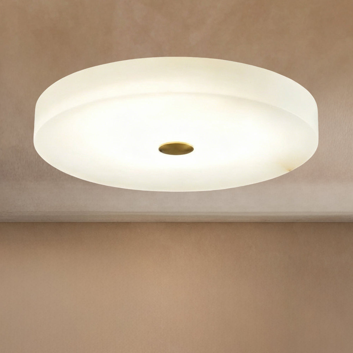 Modern Round Alabaster Flush Mounted Chandelier