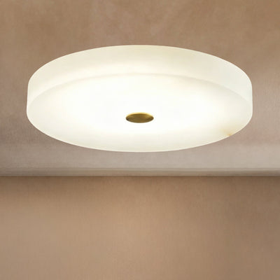 Modern Round Alabaster Flush Mounted Chandelier