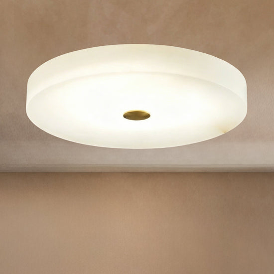 Modern Round Alabaster Flush Mounted Chandelier
