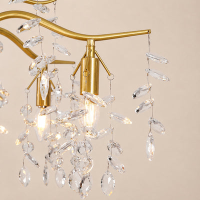 Hanging Crystal and Brass Chandelier