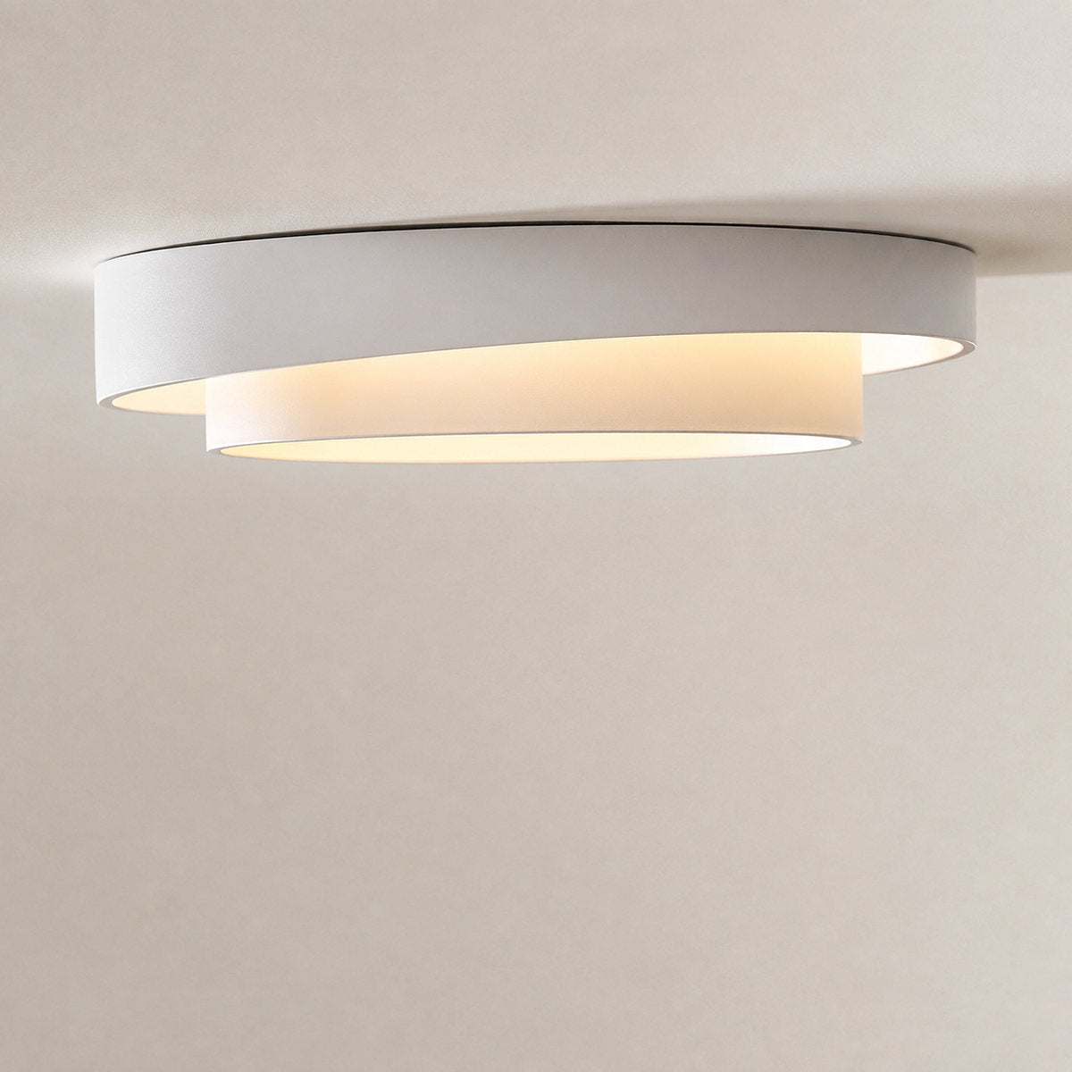 Melody Ceiling Light, 15.7-Inch x H 5.5-Inch, White, Warm Light for Living Room & Bedroom