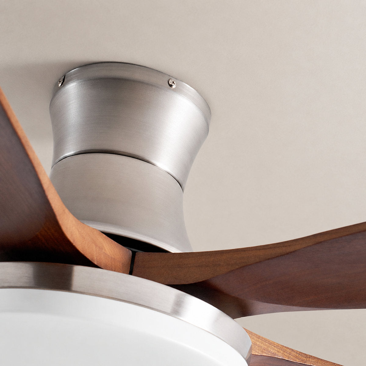 Liam Ceiling Fan Light, 42~52-Inch x H 11-Inch, Bronze & Walnut Wood, Three-Color Light for Living Room