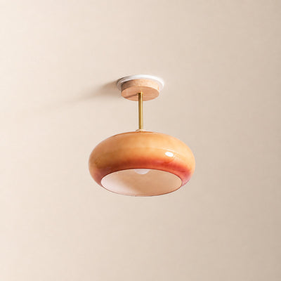 Plafonnier Ceiling Light, 11-Inch x H 11-Inch, Natural wood & White for Living Room