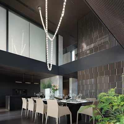 Luxury Crystal Beaded Long Chandelier for High Ceiling 12ft/10ft（customize）
