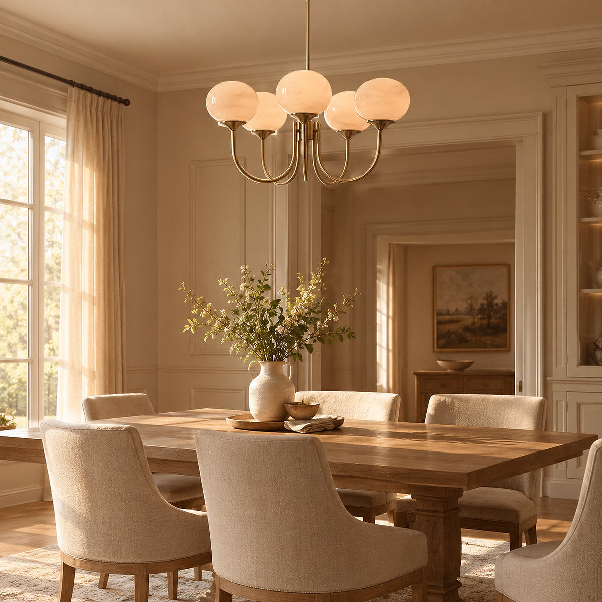 Hand-Sprayed Glass Multi-Light Chandelier