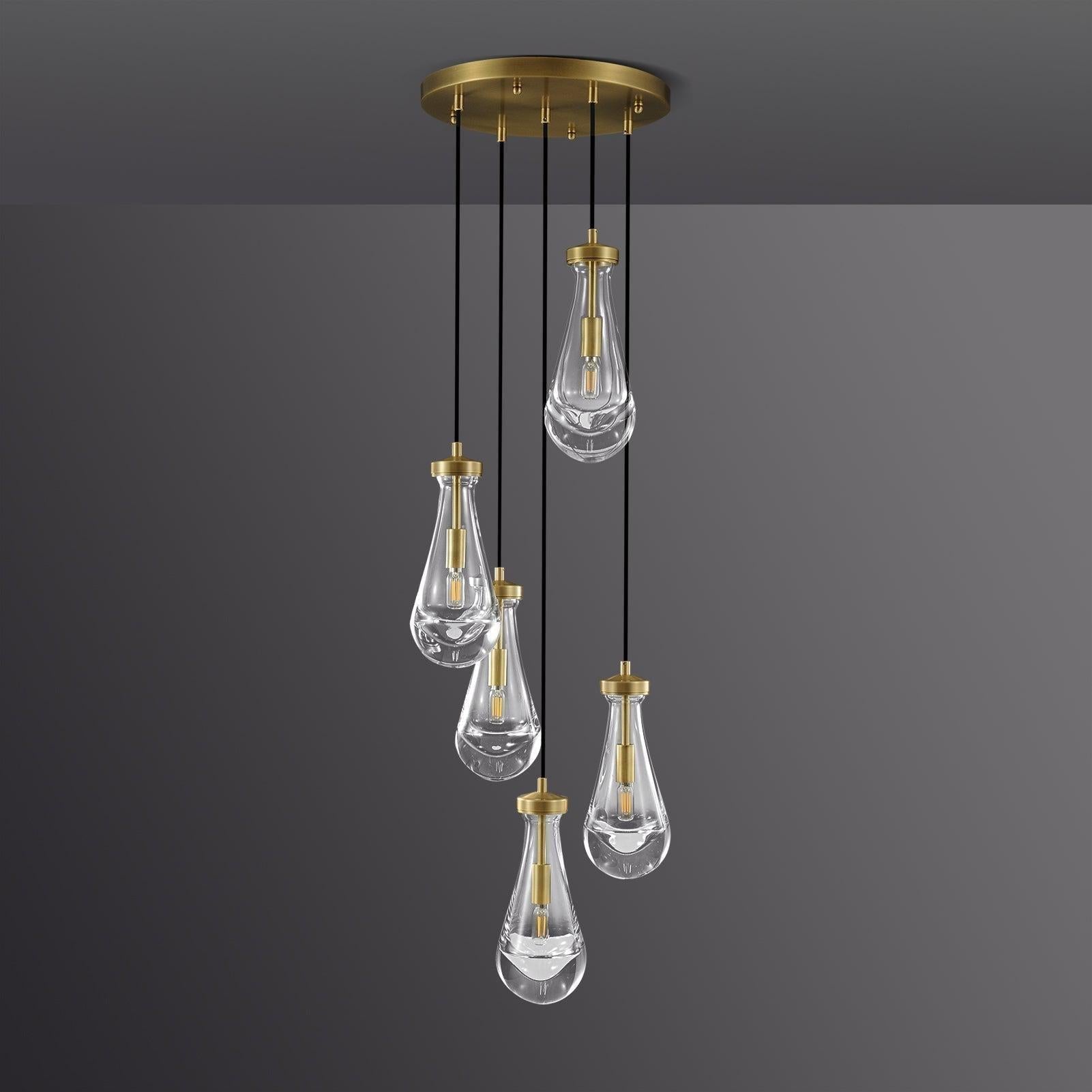 Soltaire Raindrop Round Chandelier 5 Lights 14"D