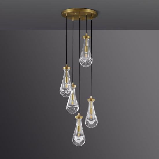 Soltaire Raindrop Round Chandelier 5 Lights 14"D
