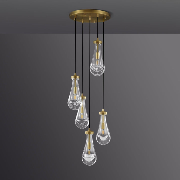 Soltaire Raindrop Round Chandelier 5 Lights 14"D