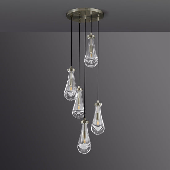 Soltaire Raindrop Round Chandelier 5 Lights 14"D