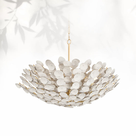 Aimi 12 Vintage Gold Leaf Chandelier Ceiling Light