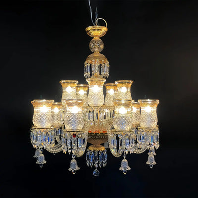 15 Lights Crystal Chandelier Gold & Clear Crystal Lighting